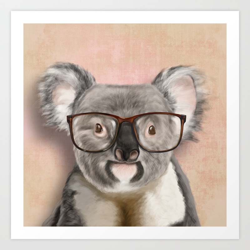 Funny koala with glasses Art Print by Roberta Jean Pharelli2 | Society6