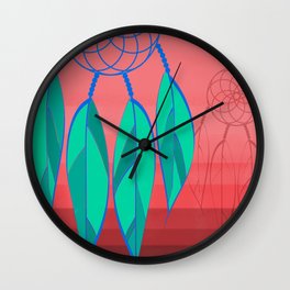 Dream Catcher in Pink Wall Clock | Ethnic, Dreamcatcher, Pillow, Graphicdesign, Dorm, Clock, Indian, Bathroom, Blue, Bedding 