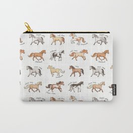 Horses - different colours and markings illustration Carry-All Pouch | Dapplegrey, Drawing, Horse, Animal, Pet, Illustration, Bay, Piebald, Chestnut, Horses 