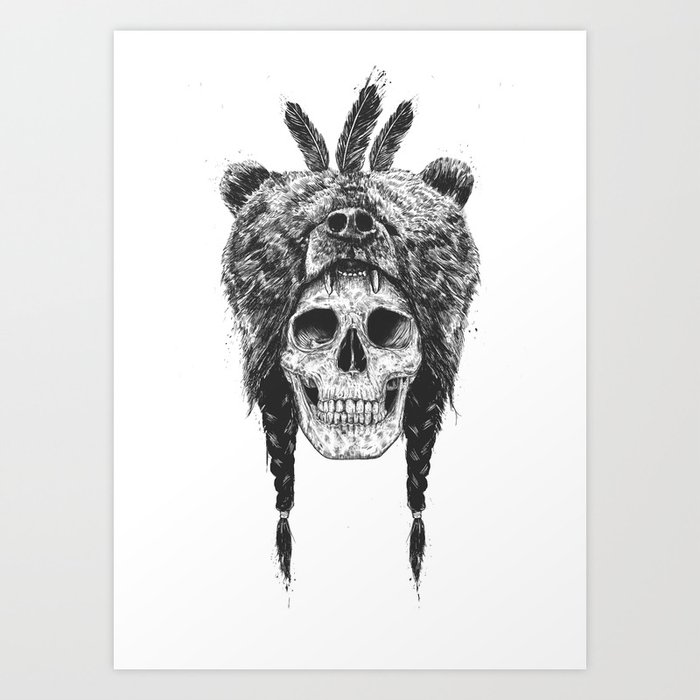 Dead shaman (b&w) Art Print