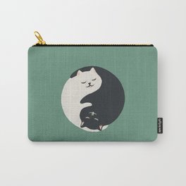 Hidden cat 26g Green yin yang hug Carry-All Pouch | Cat, Love, Cats, Hug, Meditation, Yinandyang, Drawing, Yoga, Curated, Minimal 