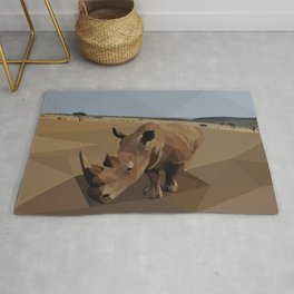 Minimal Wild White Rhino Rug | Lowpoly, Graphicdesign, African, Rhino, Geometric, Rhinos, Thebigfive, Wildlife, Animal, Minimal 