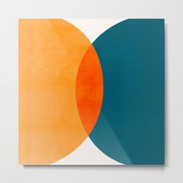 Mid Century Eclipse / Abstract Geometric Metal Print | Teal, Maximal, Graphicdesign, Bright, Colorful, Colorblock, Abstract, Orange, Modern, Circles 