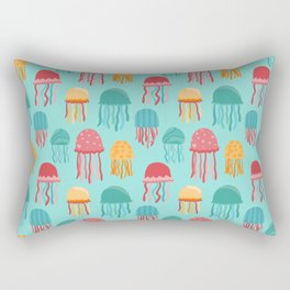 Rainbow Jellyfish On Aqua Rectangular Pillow