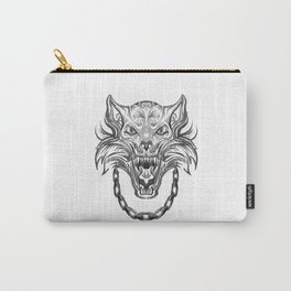 Norse Wolf Monster Fenrir Carry-All Pouch | Wild, Dark, Graphicdesign, Nordic, Fenrir, Digital, Black And White, Gleipnir, Norse, Wolf 