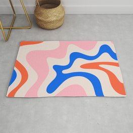 Retro Liquid Swirl Abstract Pattern Square Pink, Orange, and Royal Blue Rug | Pattern, Retro, Graphicdesign, Abstract, Dorm, Trendy, Kierkegaard Design, 80S, Pink, Cheerful 