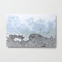 Crashing Waves on Gravel Shores Metal Print | Marbled, Cold, Stone, Water, Aerial, Paleblue, Cool, Grey, Shadesofgrey, Graphicdesign 