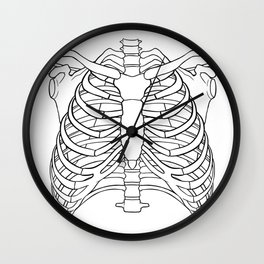 Ribs Wall Clock | Black, Bones, Drawing, Torso, Collarbone, Illustration, Ribs, Outline, Vertebra, White 