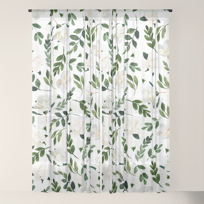 Magnolia Tree Sheer Curtain by greenhouseprints Society6