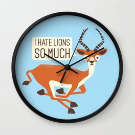 Prey Tell Wall Clock | Ihatelionssomuch, Nature, Funny, Antelope, Graphicdesign, Lion, Circleoflife, Wildlife, Predator, Davidolenick 