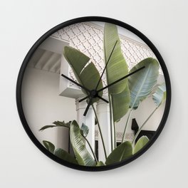 Tropical Plant Leaves Photo | Green Jungle Vibes In Marrakech Art Print | Morocco Travel Photography Wall Clock | Graphicdesign, Light, Bohemian, Tropical, Plants, Botanical, Travel, Digital, Color, Photo 