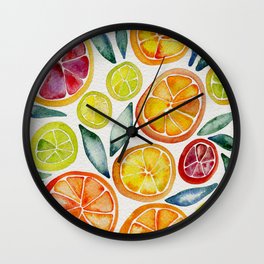 Sliced Citrus Watercolor Wall Clock | Nature, Fruit, Colour, Zest, Watercolor, Bloodorange, Food, Color, Lime, Lemon 