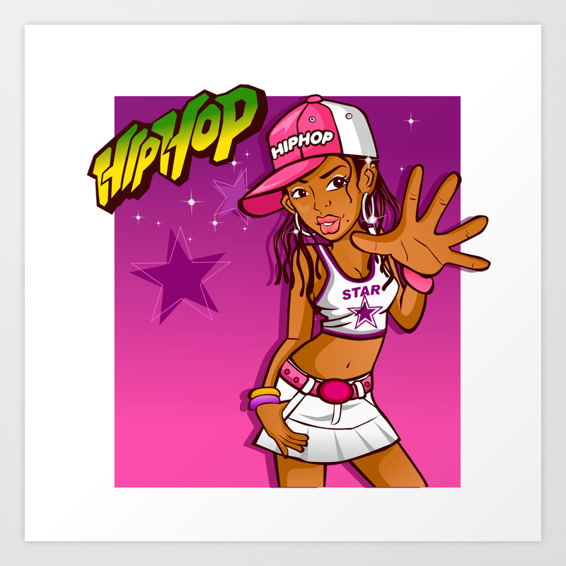 Cool Teen Hip Hop Rapper Pink and Purple Cartoon Art Print by mario's |  Society6