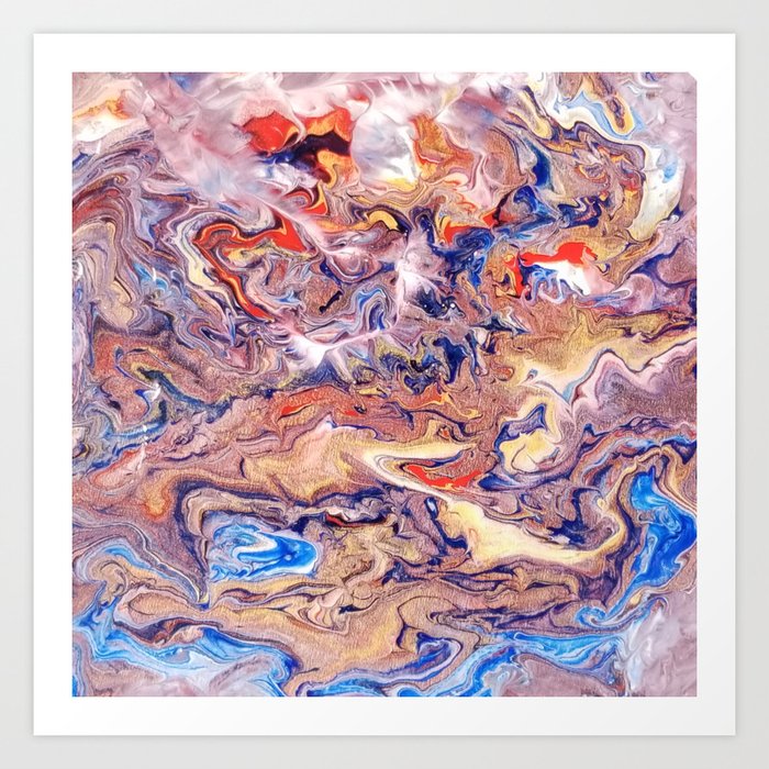 The Heavens Abstract Acrylic Pour Painting Art Print By