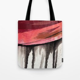 Entangled [4]: a vibrant, colorful abstract mixed-media piece in reds, pinks, black and white Tote Bag