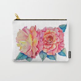 Peach Watercolor Roses Carry-All Pouch | Painting, Roses, Watercolor, Watercolorpainting, Peachycolor, Tworoses, Pinkflowers, Pink Peachroses, Pinkroses, Peachyroses 
