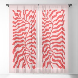 Funky Herbs: Matisse Edition Sheer Curtain | Graphicdesign, Botanical, Abstract, Modern, Retro, Pop, Plants, Pink, Soft, Fern 
