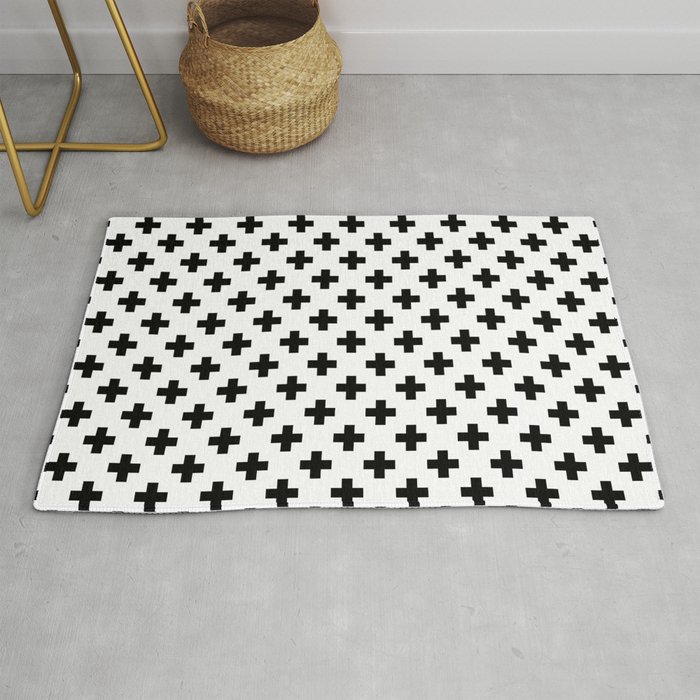 Black Crosses on White Rug by PodArtist Society6