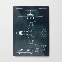 LEARJET 23 - First flight 1963 Metal Print | Patent, Art, Planes, Pilots, Flight, Blueprints, Poster, Airplane, Digital, Blue 