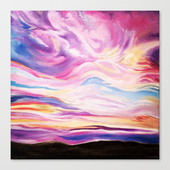 Colourful Vibrant Abstract Sunset Oil Painting Canvas Print By