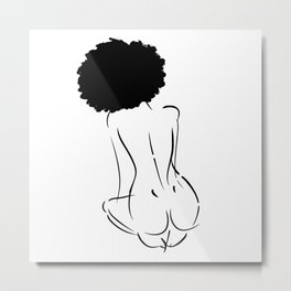 Nude in Black No. 2 Metal Print | Relaxing, Female, Nude, Femaleface, Blackwoman, Womanportrait, Bathroom, Backofwoman, Selfcare, Minimalist 