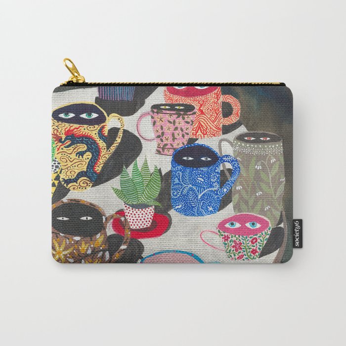 Suspicious mugs Tasche | Gemälde, Illustration, Humor, Muster, Vintage, Kaffeetasse