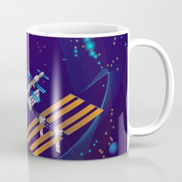 Space station in outer space. Coffee Mug | Highlights, Giftidea, Purple, Planets, Blue, Stars, Constellations, Graphicdesign, Abstract, Mensgift 