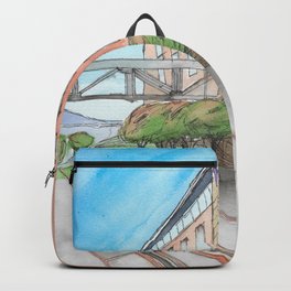 The Campus Railroad Backpack | Train, Tacoma, Pen, Ink, Watercolor, College, Washington, Railroad, Class, Painting 