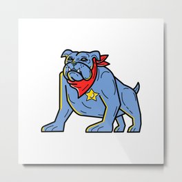 Sheriff Bulldog Standing Guard Mono Line Art Metal Print | Britishbulldog, Linework, Graphicdesign, Wire Look, Lineart, Standingguard, Dog, Linedrawing, Badge, Pet 