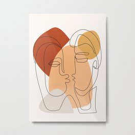 Abstract Faces 27 Metal Print | Faces, Abstract, Kiss, Mask, People, Art, Face, Portrait, Drawing, Minimalist 
