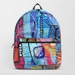 Open Abstract 1 Backpack | Abstract, Raw, Watercolor, Loose, Layers, Black And White, Drawing, Playful, Ink Pen, Ink 