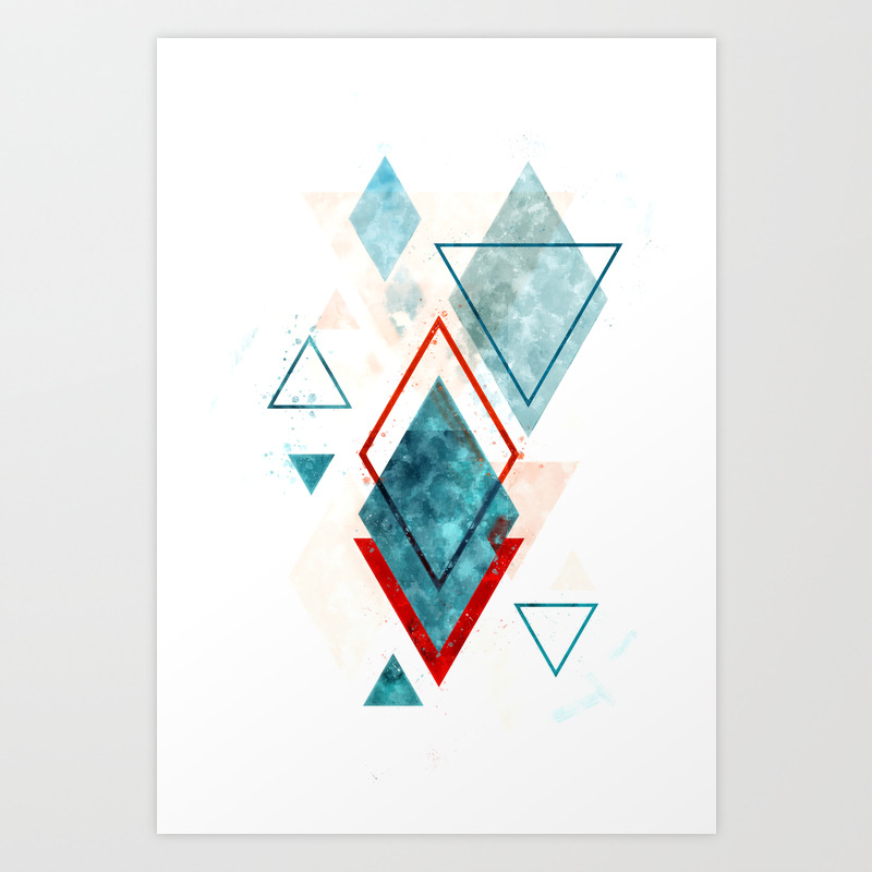 Minimalist Scandinavian Geometric Watercolor Art Digital Download