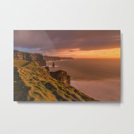 Cliffs of Moher Metal Print | Long Exposure, Ocean, Sunset, Cliffsofmoher, Galway, Digital, Landscape, Nature, Photo, Color 