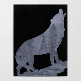 Wolf Silhouette Modern Country Art Modern Farmhouse Art Matted Picture USA A066b Poster