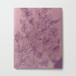 Nature is Messy Metal Print | Messy, Purple, Nature, Drawing, One Line, Pink, Sketch, Messysketch, Pencil, Leaves 