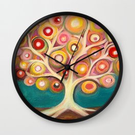 Tree of life with colorful abstract circles Wall Clock