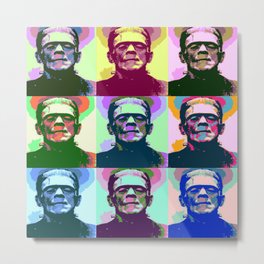 Frankenstein Pop Art Metal Print | Portrait, Nature, Digital, Movie, Trendy, Pop Art, Scary, Painting, Frankenstein, Cool 