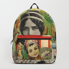 Glamour Chinese Theatre Backpack | Pattern, Glamour, Retro, Green, Vintage, Asian, Theatre, Digital, Umberella, Collage 
