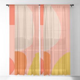 geometry shape mid century organic blush curry teal Sheer Curtain | Curated, Teal, Graphicdesign, Wall, Modern, Decor, Digital, Geometric, Watercolor, Home 
