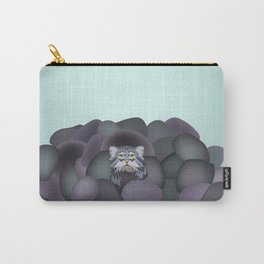 Pallas' Cat Carry-All Pouch | Zoo, Wild, Wildlife, Purple, Exotic, Illiustration, Drawing, Rocks, Blue, Pallascat 
