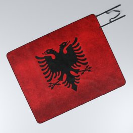 Albanian Flag with Grungy look Picnic Blanket