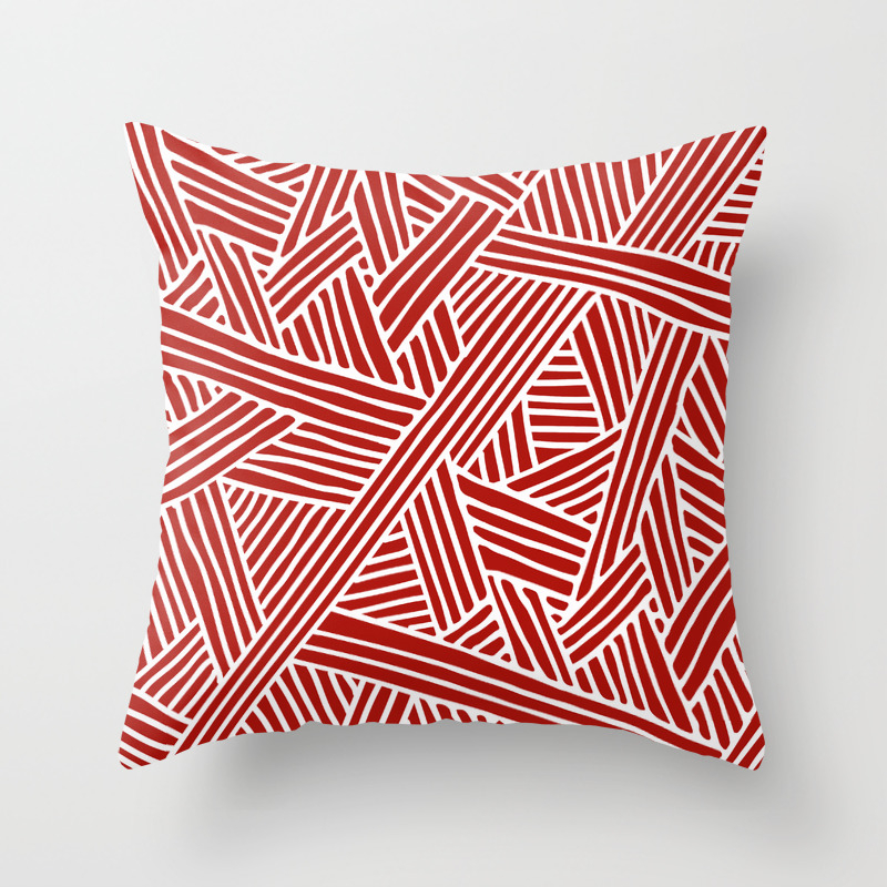 Abstract Navy Red White Lines And Triangles Pattern Throw Pillow