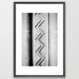 Black and White Zig Zag Architecural Detail Photo - Portugal Travel Photography Framed Art Print