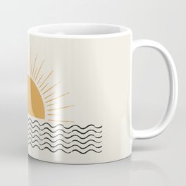 Sunrise Ocean -  Mid Century Modern Style Coffee Mug | Abstract, Wave, Midcenturymodern, Sea, Midcentury, Minimalist, Curated, Landscape, Morning, Ocean 