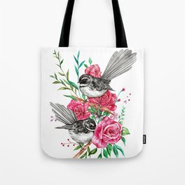 Floral Piwakawakas Tote Bag