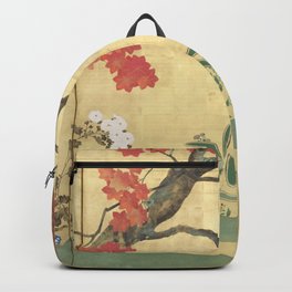 Maple Tree Japanese Edo Period Six-Panel Gold Leaf Screen Backpack | Nature, Gold, Leaf, Leaves, Autumn, Japanese, Tree, Tarashikomi, Drawing, Realism 