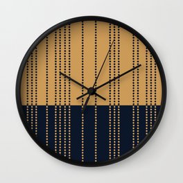 Spotted Stripes, Navy and Mustard Wall Clock | Countrywestern, Dots, Colorblocks, Stripes, Colourblock, Bohemian, Aesthetic, Mod, Blue, Colorblock 