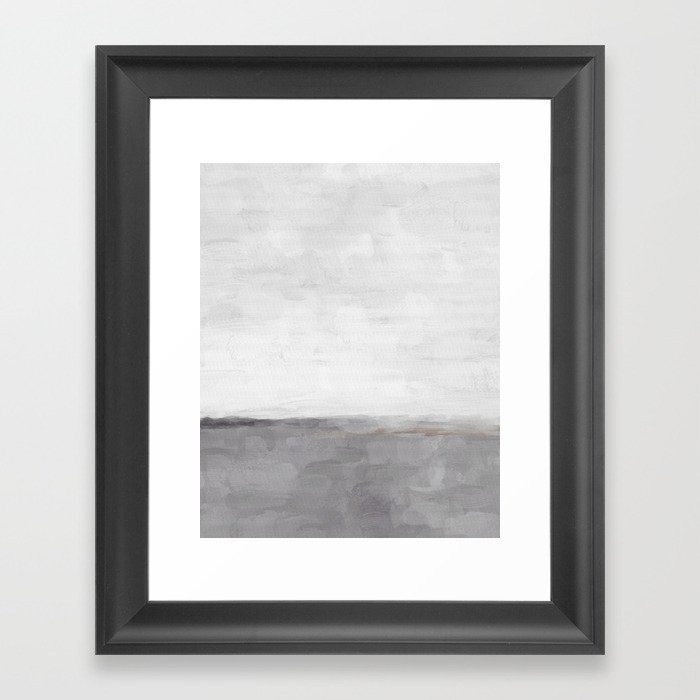 Cloudy Horizon II Light & Dark Gray with Gold Charcoal Grey Abstract