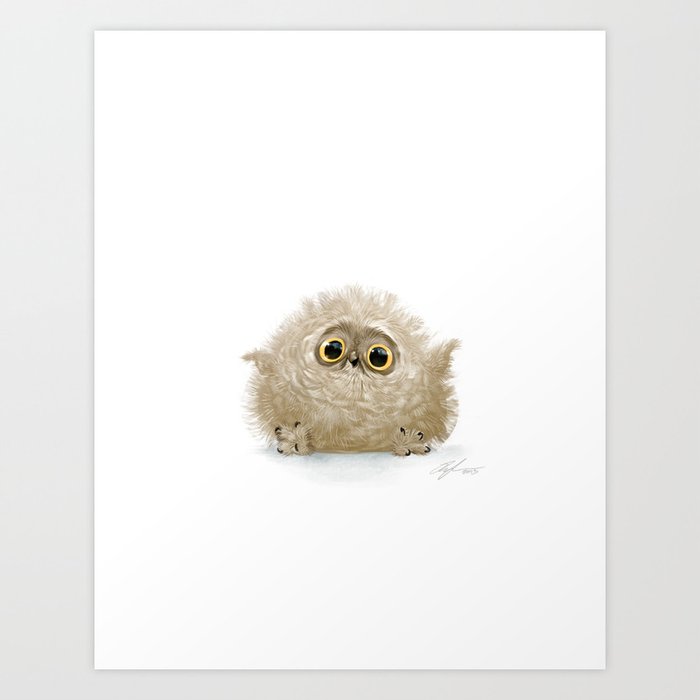Baby owl Art Print | Animals, Illustration, Painting, Childrens
