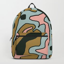 Slithering Pink Blue Brown Black Backpack | Black, Digital, Tan, Blue, Abstract, Minimalist, Pink, Twistedlines, Irregular, Fun 